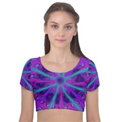 Wallpaper Tie Dye Pattern Velvet Short Sleeve Crop Top  by Wegoenart