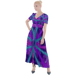 Wallpaper Tie Dye Pattern Button Up Short Sleeve Maxi Dress by Wegoenart