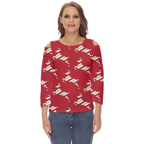 Christmas-merry Christmas Cut Out Wide Sleeve Top by nateshop