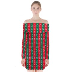 Christmas-10 Long Sleeve Off Shoulder Dress