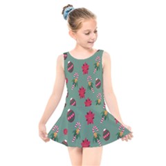 Cute ,merry Christmas Kids  Skater Dress Swimsuit