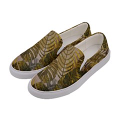 Nature Monstera Leaves Leaf Foliage Boho Style Women s Canvas Slip Ons by Wegoenart