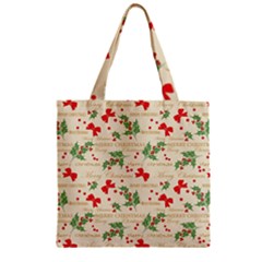 Christmas-paper Zipper Grocery Tote Bag