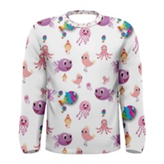 Fish Squid Bird Jellyfish Chicken Men s Long Sleeve Tee