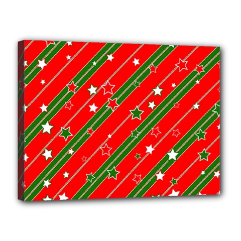 Xmash Christmas Stars Red Background Star Canvas 16  X 12  (stretched) by Wegoenart