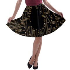 Circuit-board A-line Skater Skirt by nateshop