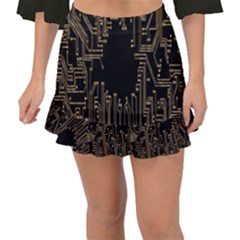 Circuit-board Fishtail Mini Chiffon Skirt by nateshop