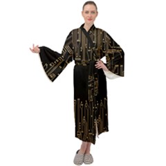 Circuit-board Maxi Velour Kimono by nateshop