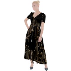 Circuit-board Button Up Short Sleeve Maxi Dress by nateshop