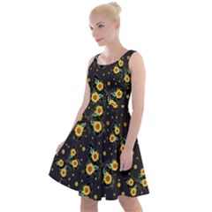 Nature Pattern Texture Flower Wing Knee Length Skater Dress by Wegoenart