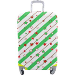 Christmas Xmas Green Stars Background Star Luggage Cover (large) by Wegoenart