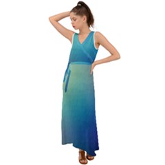 Color V-Neck Chiffon Maxi Dress