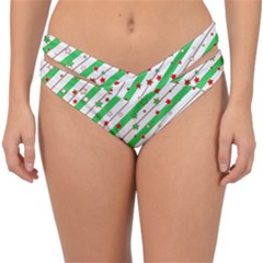 Christmas Xmas Green Stars Background Star Double Strap Halter Bikini Bottom by Wegoenart