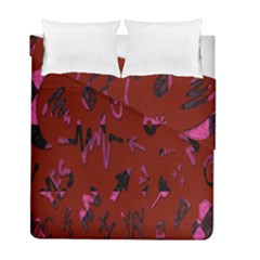 Doodles Maroon Duvet Cover Double Side (full/ Double Size) by nateshop
