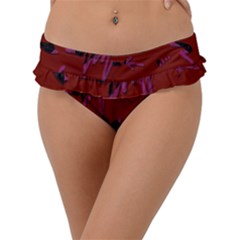 Doodles Maroon Frill Bikini Bottom by nateshop