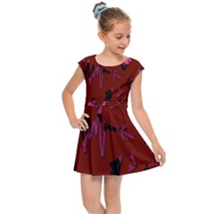 Doodles Maroon Kids  Cap Sleeve Dress by nateshop