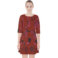 Doodles Maroon Quarter Sleeve Pocket Dress by nateshop