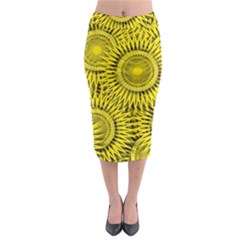 Yellow Abstract Sun Pattern Background Midi Pencil Skirt