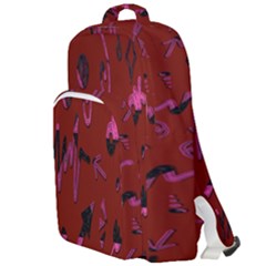 Doodles Maroon Double Compartment Backpack by nateshop