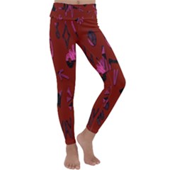 Doodles Maroon Kids  Lightweight Velour Classic Yoga Leggings by nateshop