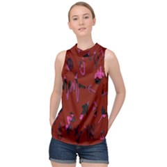 Doodles Maroon High Neck Satin Top by nateshop