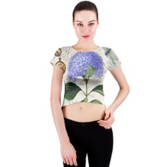 Vintage Shabby Chic Dragonfly Crew Neck Crop Top by Wegoenart