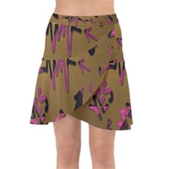 Doodles,gold Wrap Front Skirt by nateshop