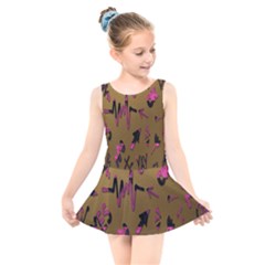 Doodles,gold Kids  Skater Dress Swimsuit by nateshop