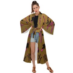 Doodles,gold Maxi Kimono by nateshop