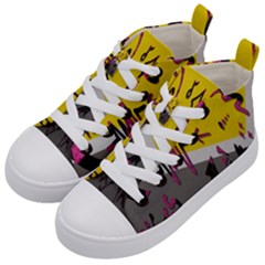 Doodles,gray Kids  Mid-top Canvas Sneakers by nateshop