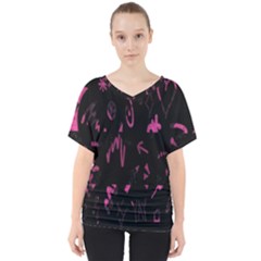 Doodles-black V-neck Dolman Drape Top