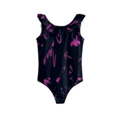 Doodles-black Kids  Frill Swimsuit