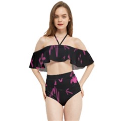 Doodles-black Halter Flowy Bikini Set 