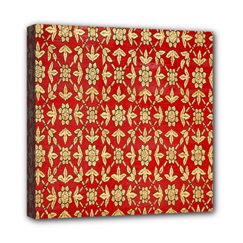 Gold-red Flower Mini Canvas 8  X 8  (stretched) by nateshop