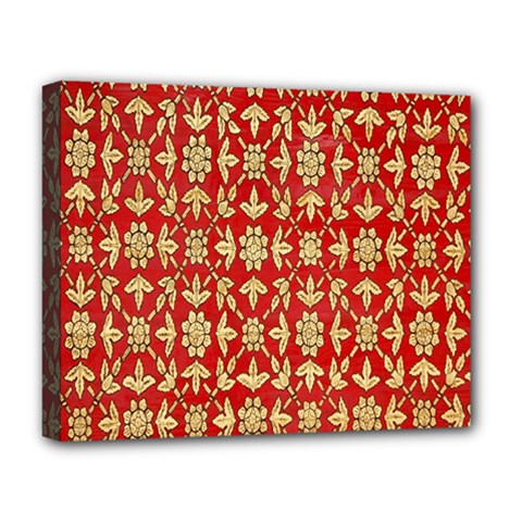 Gold-red Flower Deluxe Canvas 20  X 16  (stretched) by nateshop