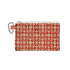 Gold-red Flower Canvas Cosmetic Bag (small) by nateshop