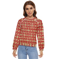 Gold-red Flower Women s Long Sleeve Raglan Tee