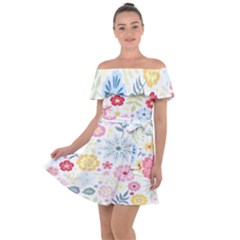 Graphic Art 002 Off Shoulder Velour Dress