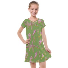 Green Yes Pink Kids  Cross Web Dress