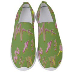 Green Yes Pink Men s Slip On Sneakers by nateshop