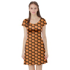 Cute Pumpkin Black Small Short Sleeve Skater Dress by ConteMonfrey