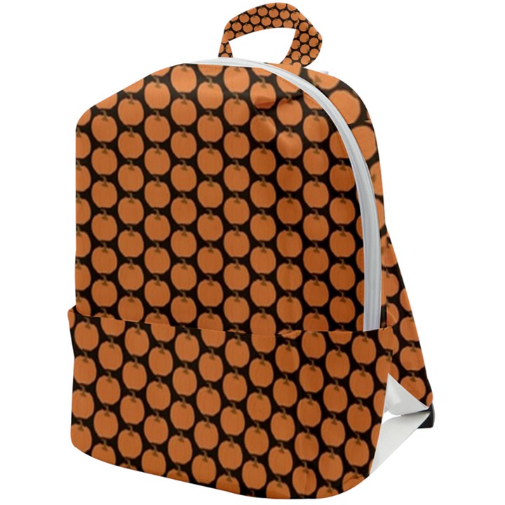 Cute Pumpkin Black Small Zip Up Backpack