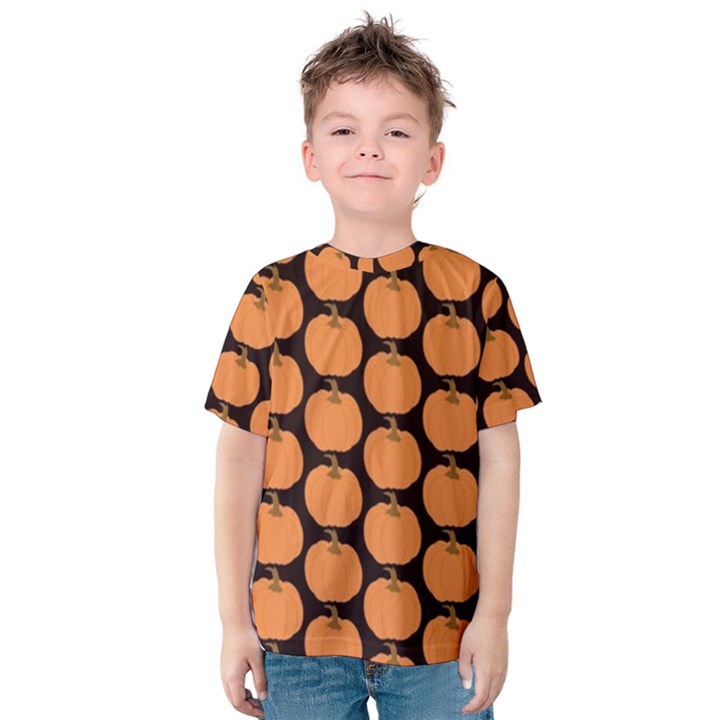 Black And Orange Pumpkin Kids  Cotton Tee