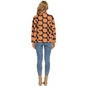 Black And Orange Pumpkin Women s Puffer Bubble Jacket Coat View4