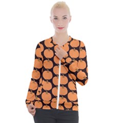 Black And Orange Pumpkin Casual Zip Up Jacket by ConteMonfrey