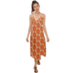 Cute Pumpkin Halter Tie Back Dress  by ConteMonfrey