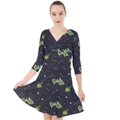 Halloween - The Witch Is Back   Quarter Sleeve Front Wrap Dress by ConteMonfrey