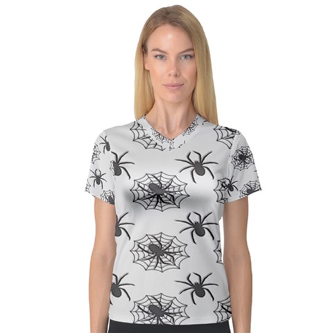 Spider Web - Halloween Decor V-neck Sport Mesh Tee by ConteMonfrey