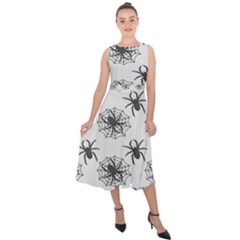 Spider Web - Halloween Decor Midi Tie-back Chiffon Dress by ConteMonfrey