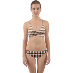 Halloween Palette Plaids   Wrap Around Bikini Set by ConteMonfrey